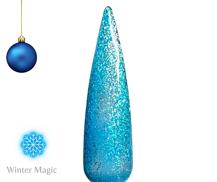 Winter Magic is a mesmerizing blue polish with a sparkly finish.