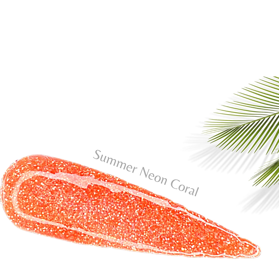 Neon Summer Coral- Reflective Dip - Sundara Nails