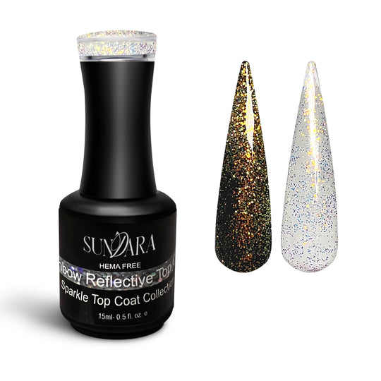 Rainbow Reflective Glitter Non-Wipe Top Coat