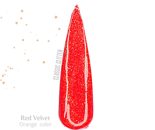 Red Velvet (orange color)- Glitter gel polish - Sundara Nails