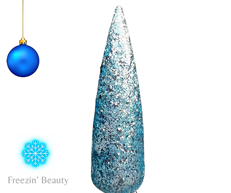 Freezin' Beauty is a dazzling platinum gel in a memerizing hue of blue