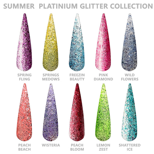 Summer Platinum glitter Gel Polish Collection (10 colors)