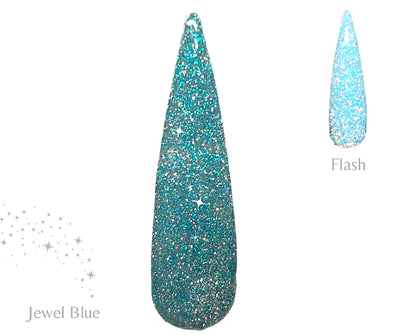 Jewel blue is a teal reflective glitter