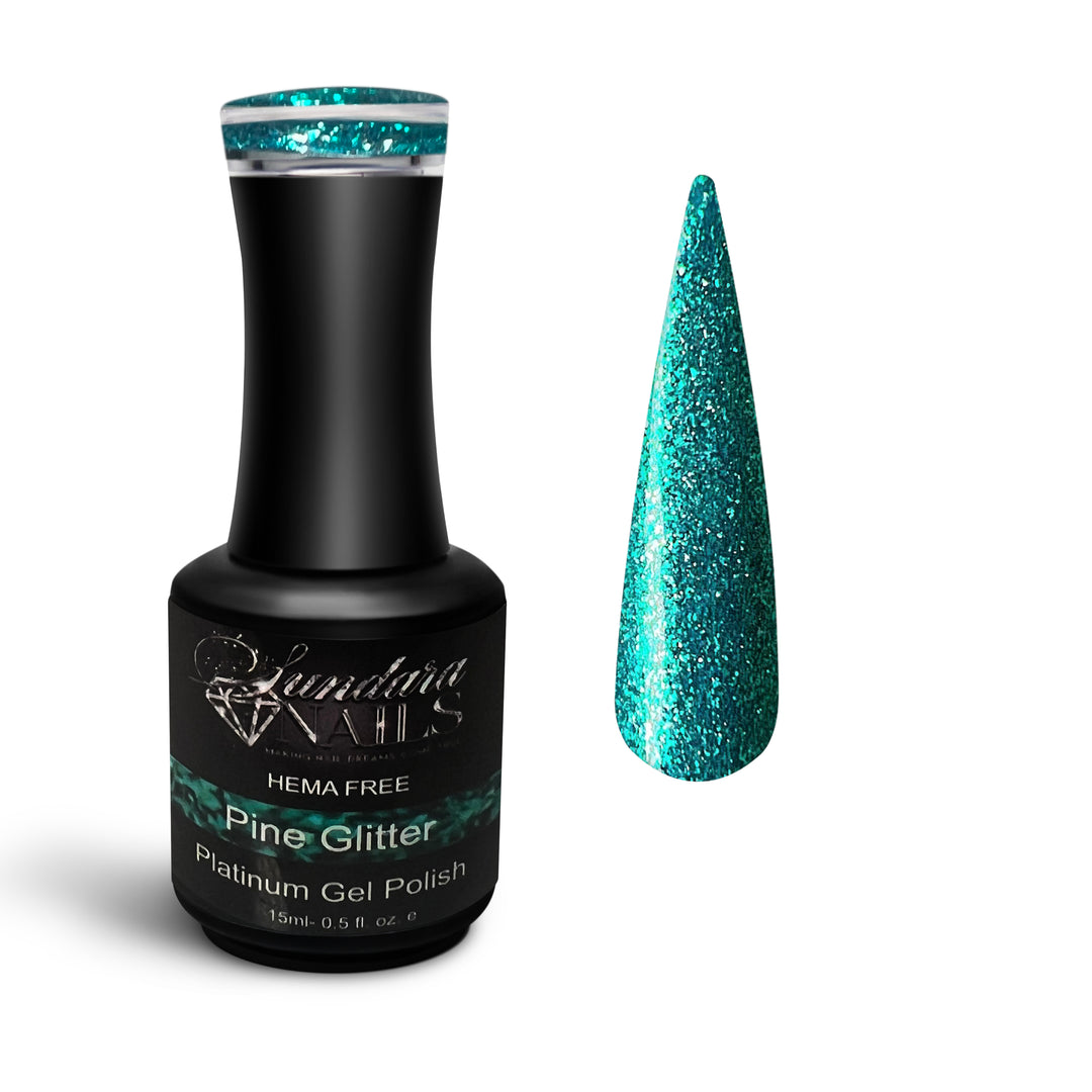 Pine Glitter- Platinum gel polish - Sundara Nails