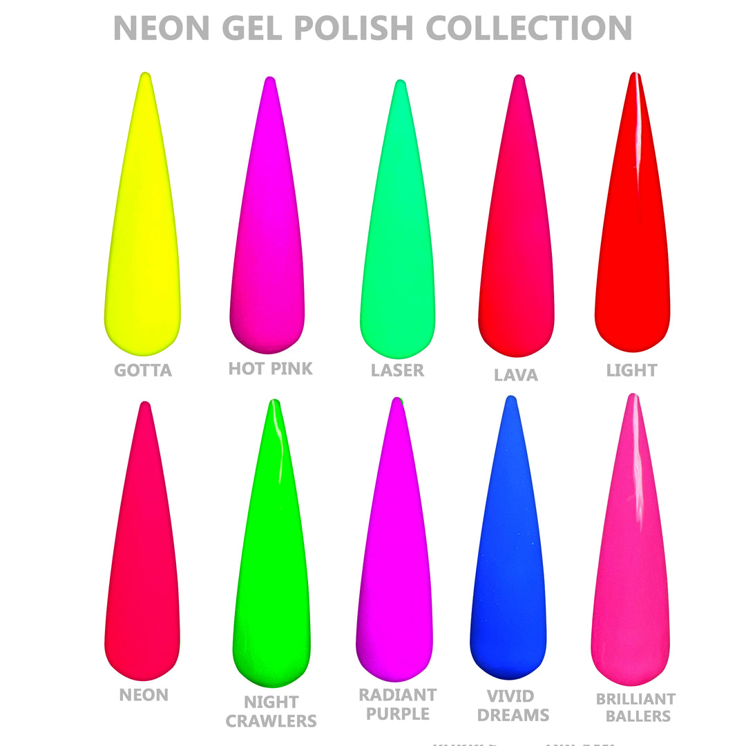 Neon Gel Polish Collection 10 Colors (Hema Free)