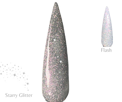 starry glitter is a silver pink glitter