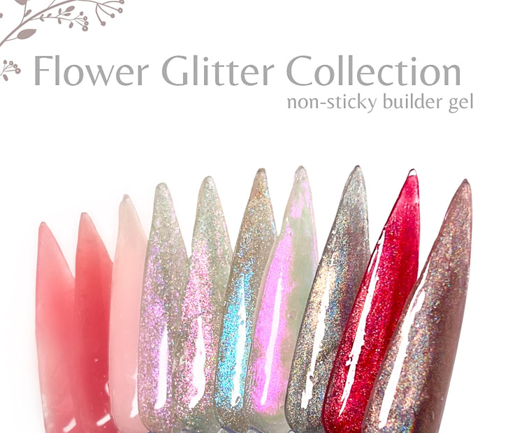 Flower Glitter Collection - Non Sticky Builder Gel in a Pot