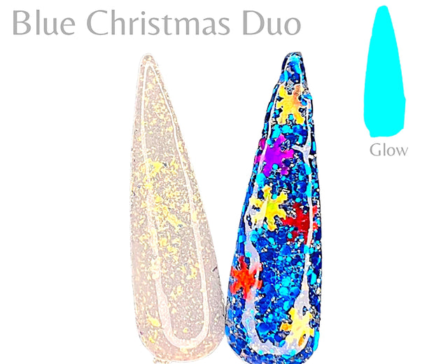 Blue Christmas Duo- Glow-Sundara Nails 
