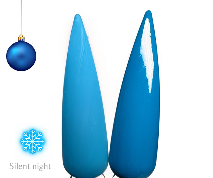  Silent Night  is a dark blue gel polish that is a dark blue 