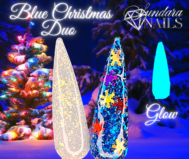 Blue Christmas Duo- Glow-Sundara Nails